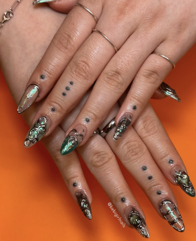 Black chrome nails