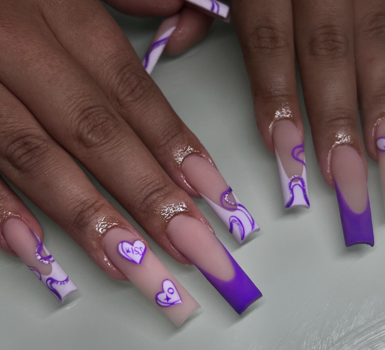 purple Valentine nail designs