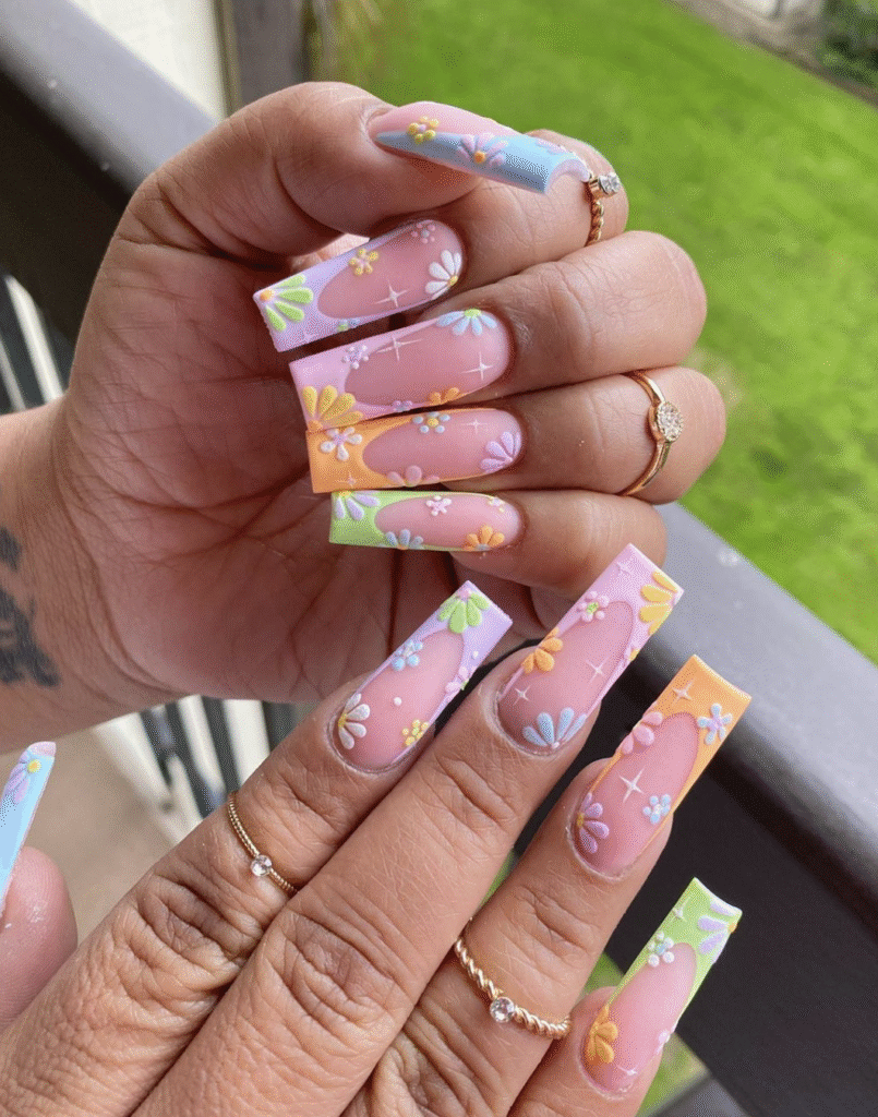 Different Color Pastel Nails