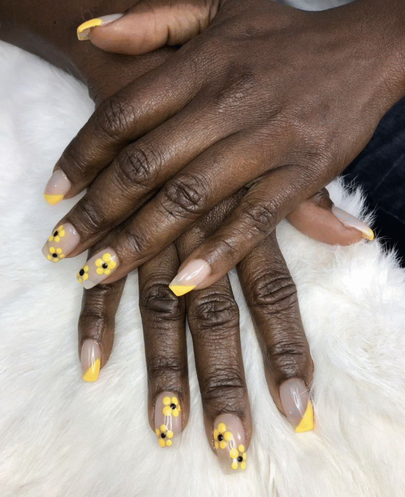 Yellow Nail Designs With Sunflowers