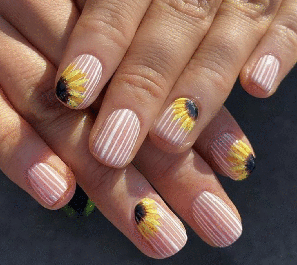Yellow Nail Designs With Sunflowers