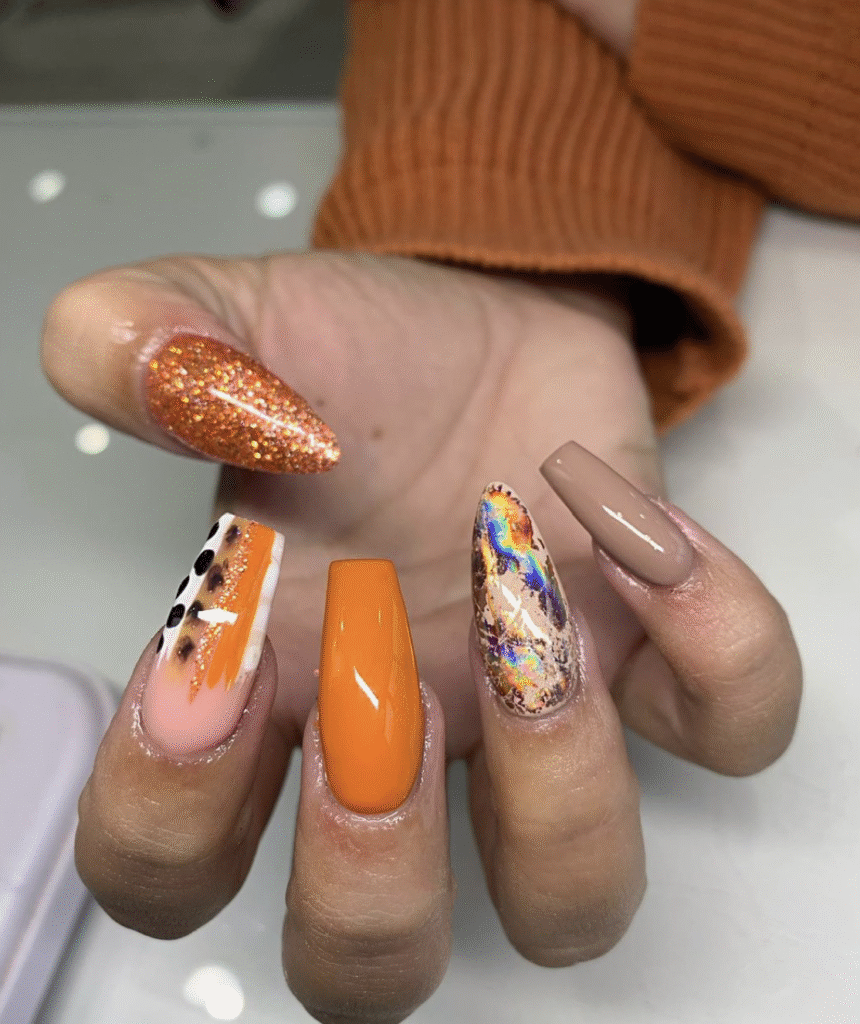 Orange Fall Nails