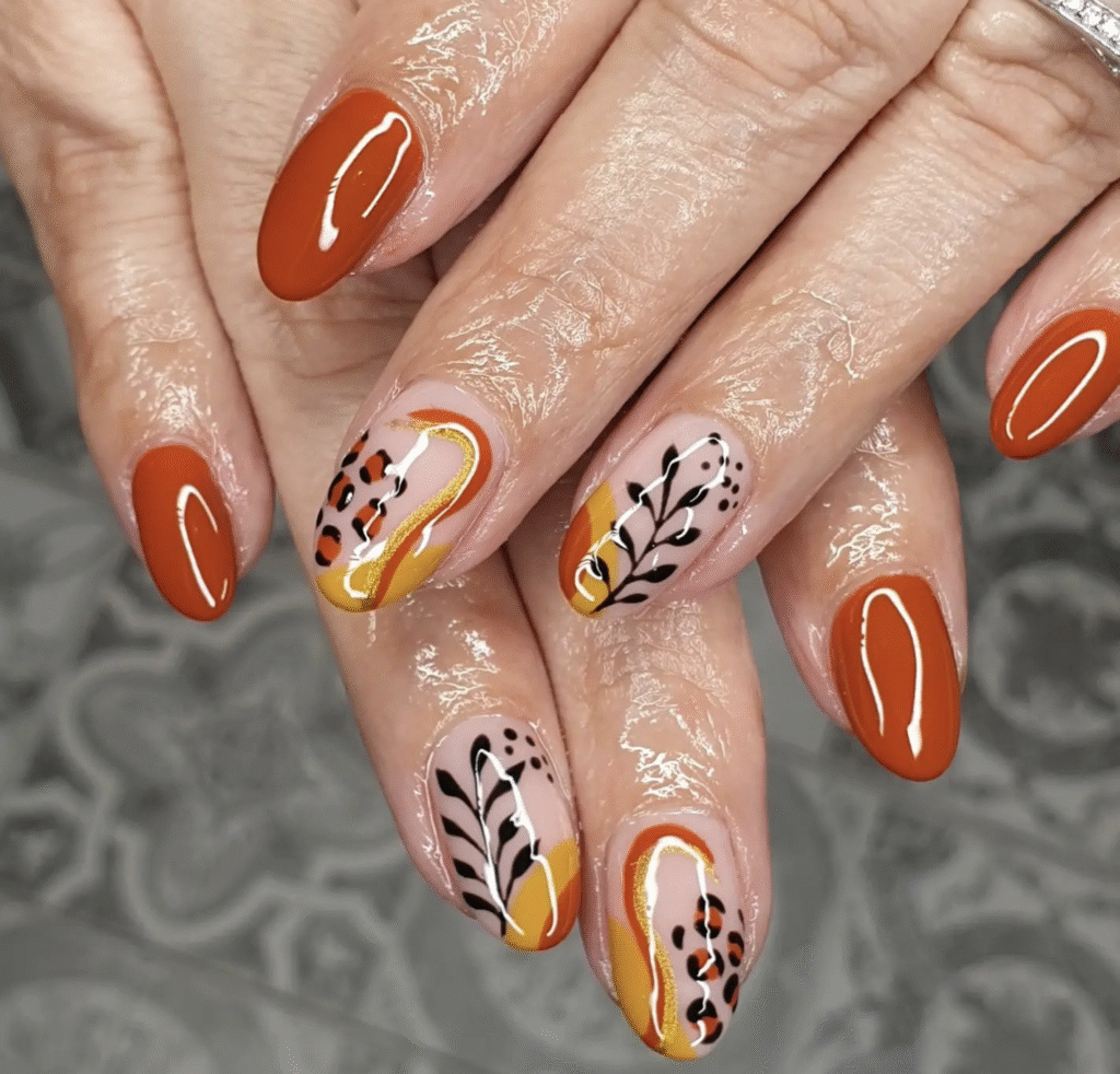 Orange Fall Nails