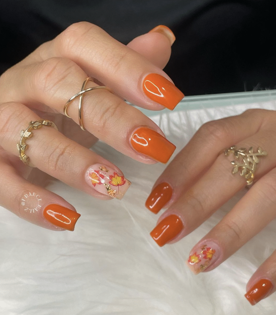 Orange Fall Nails