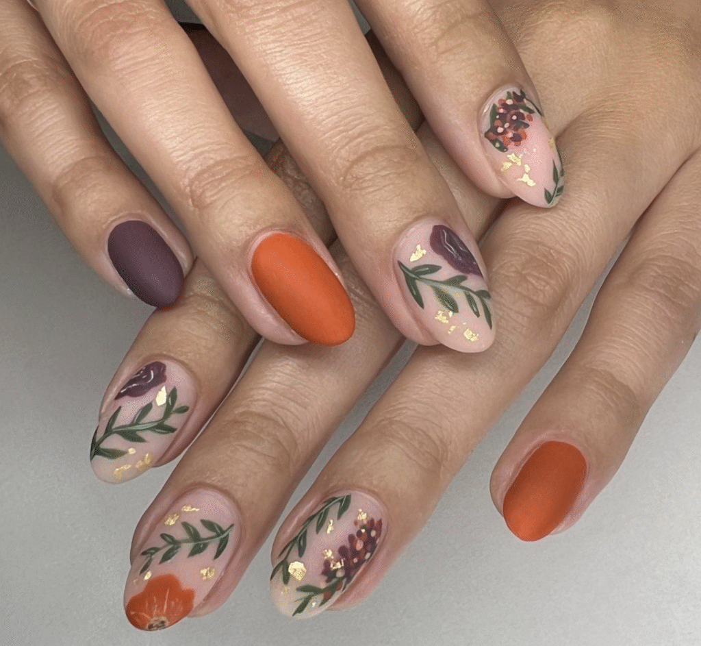 fall leaf nails