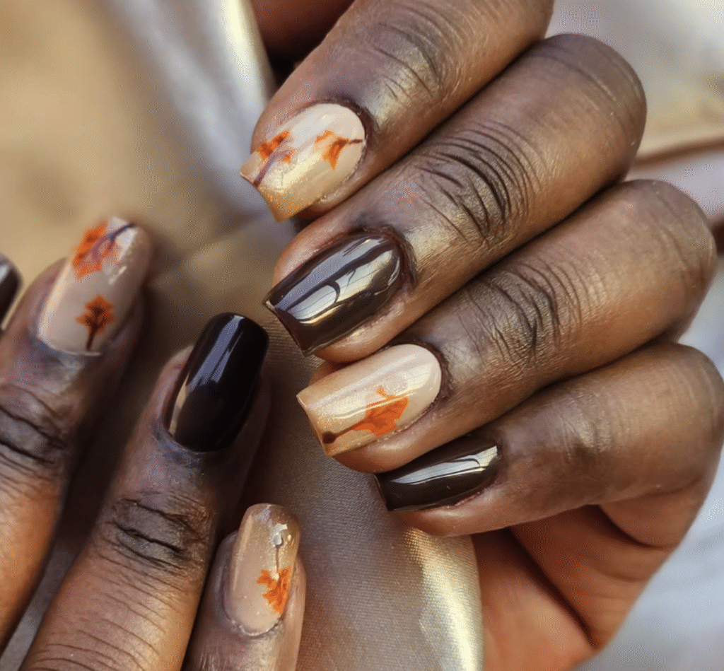 fall leaf nails
