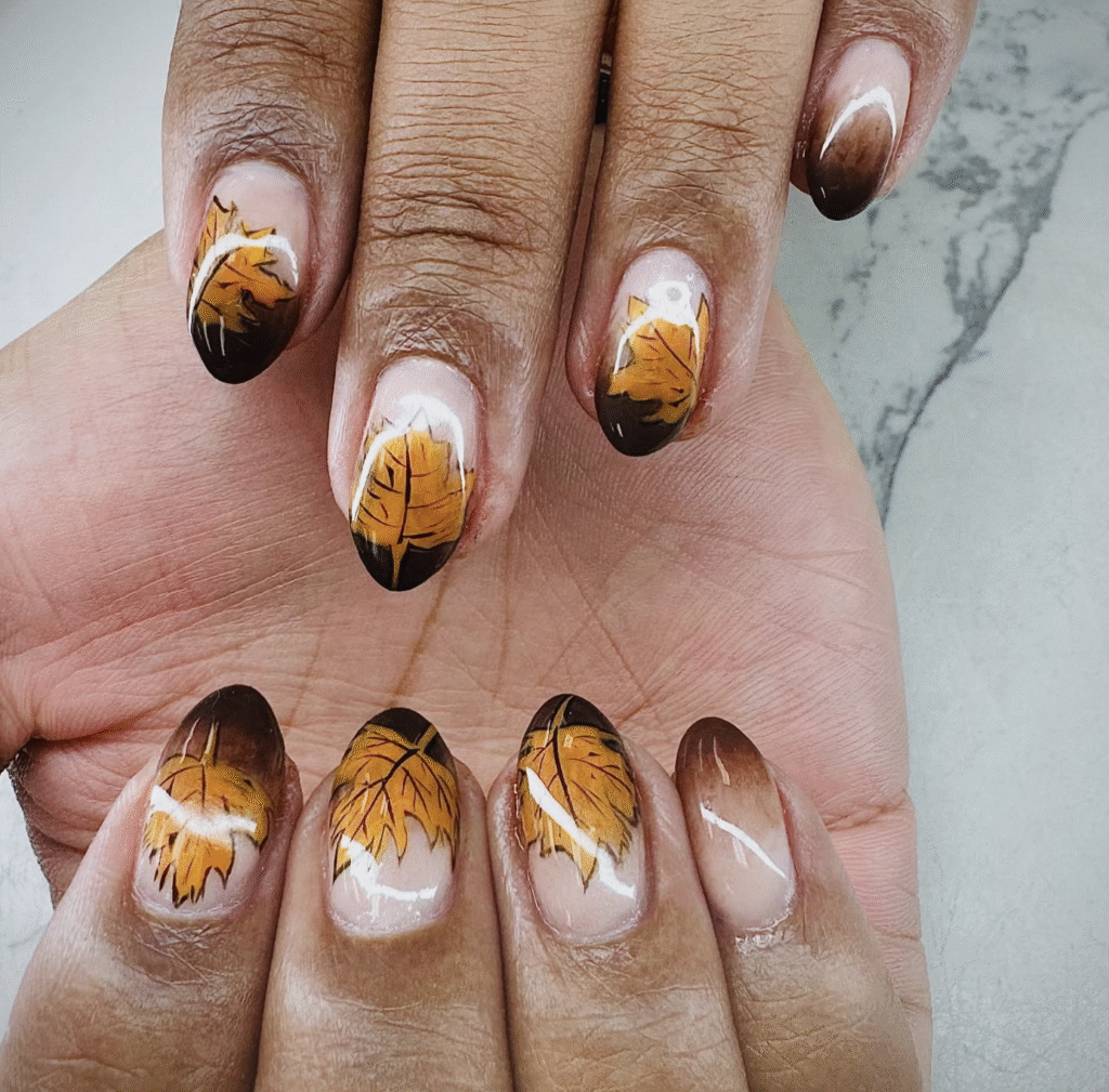 fall leaf nails