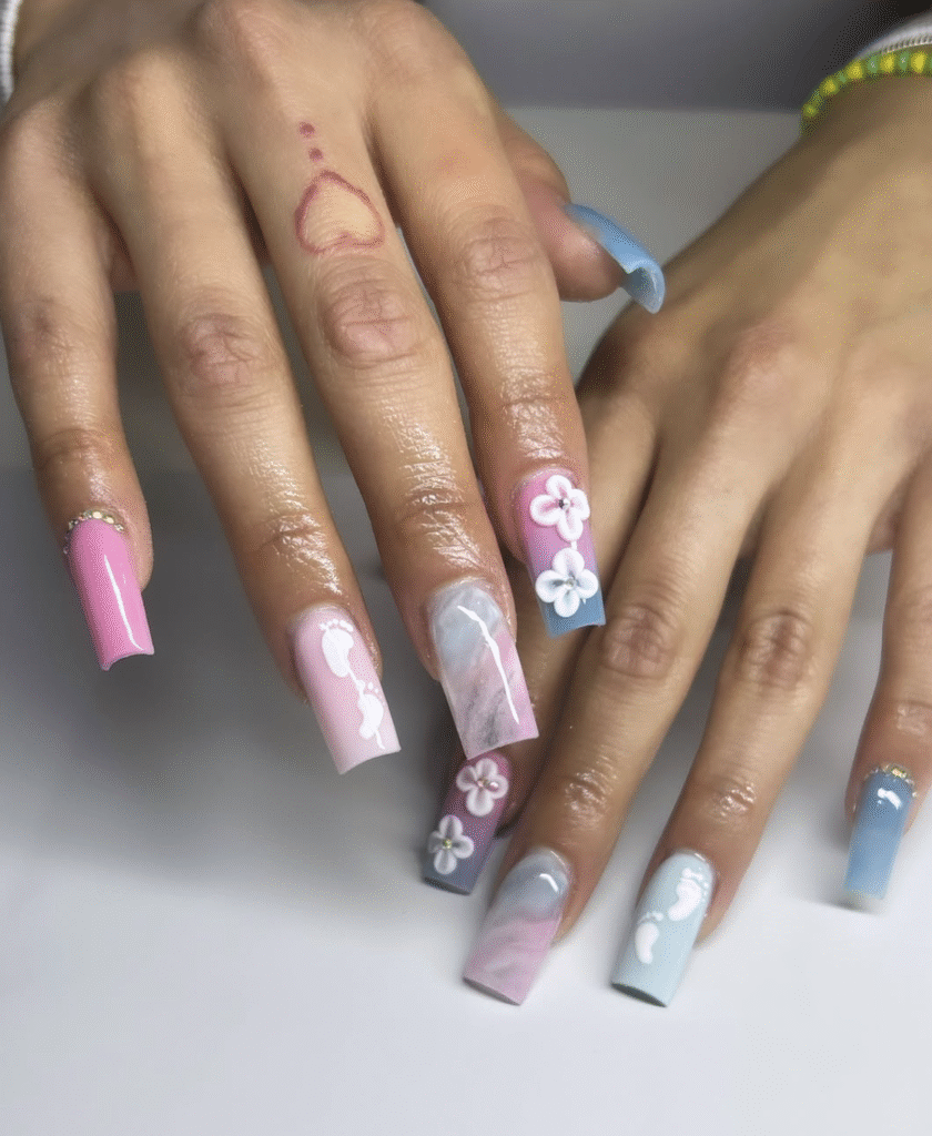 Gender Reveal Nail Ideas
