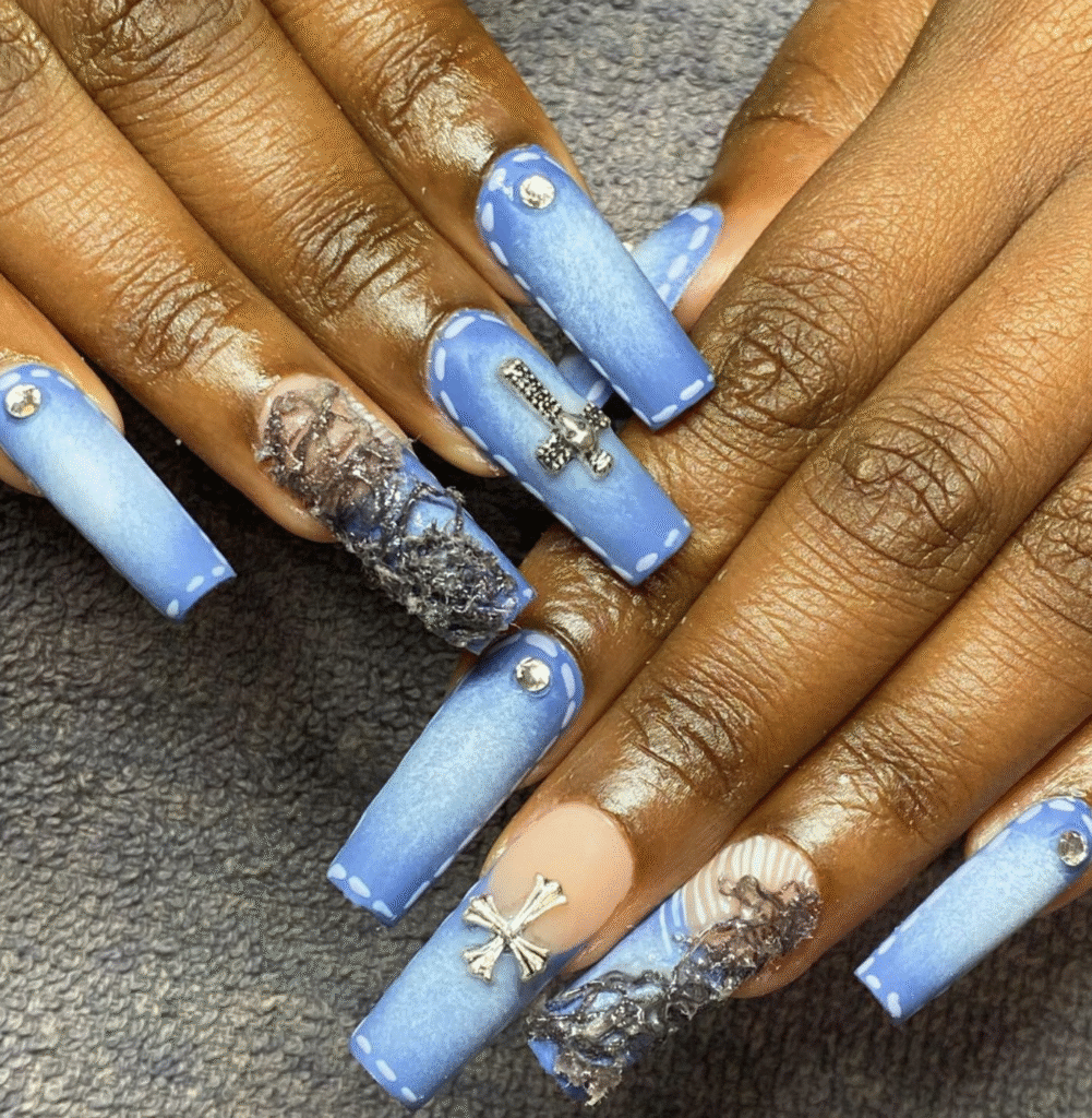 Denim Blue Nails
