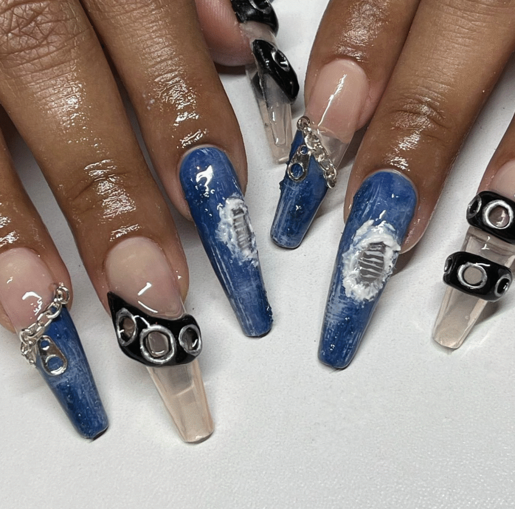 Denim Blue Nails