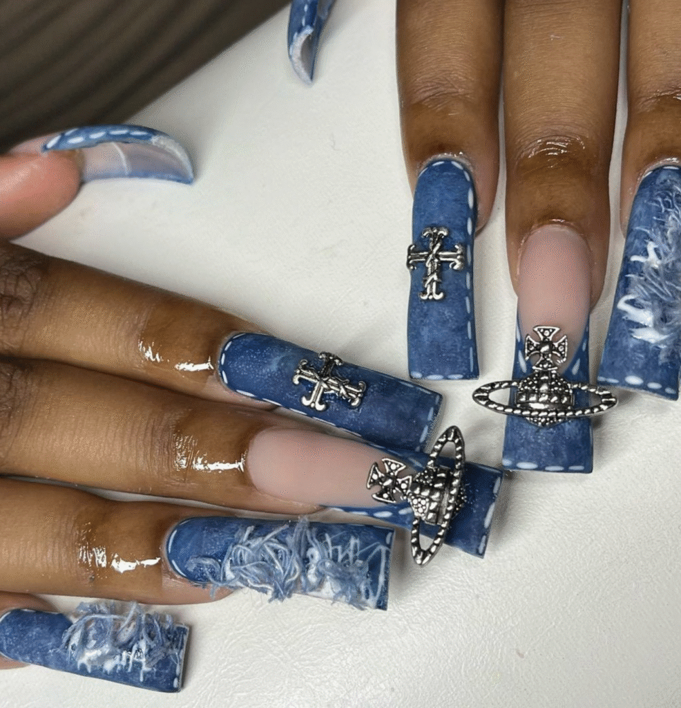 Denim Blue Nails