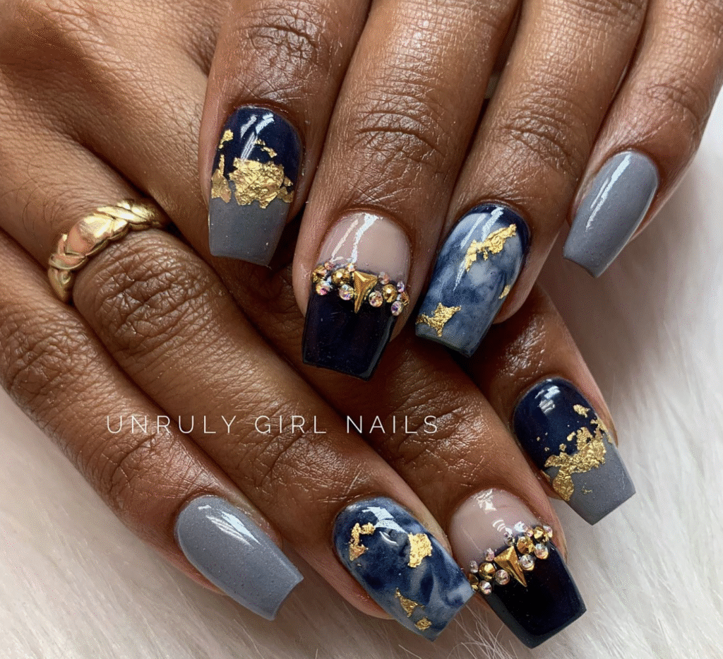 Blue Fall nails