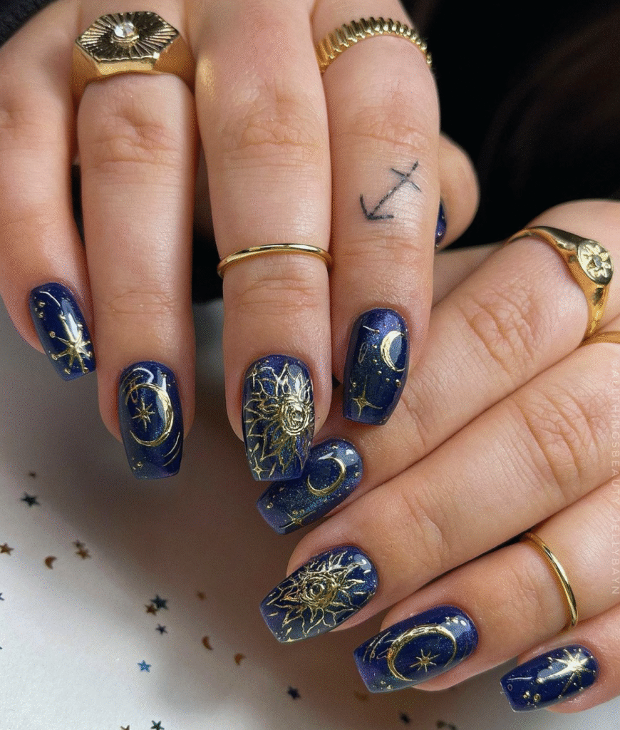 Blue Fall nails