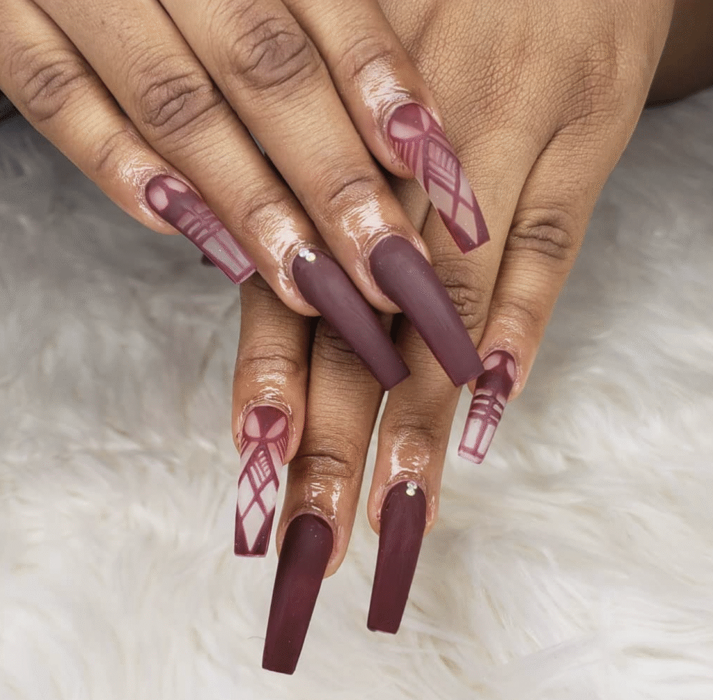 red fall nails