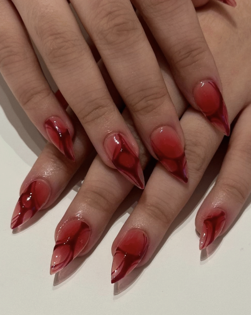 red fall nails