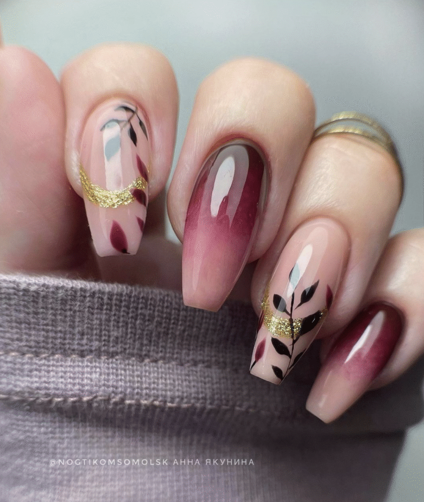 red fall nails
