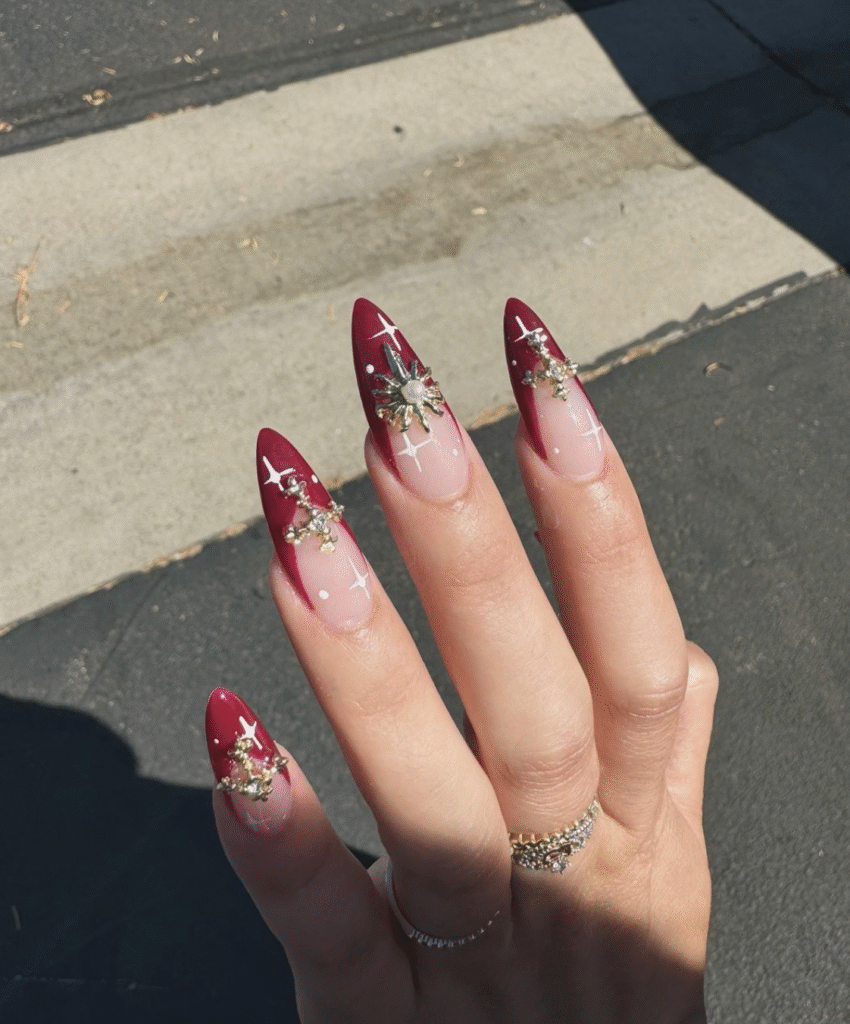 red fall nails