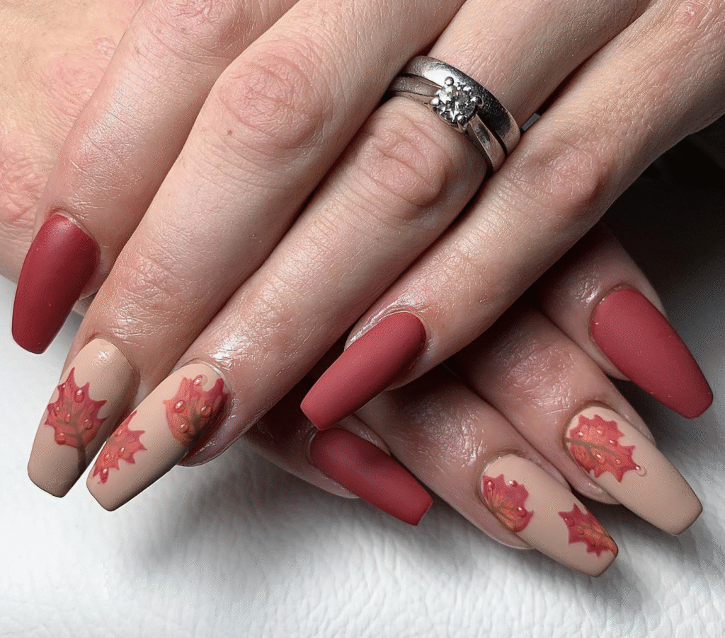red fall nails