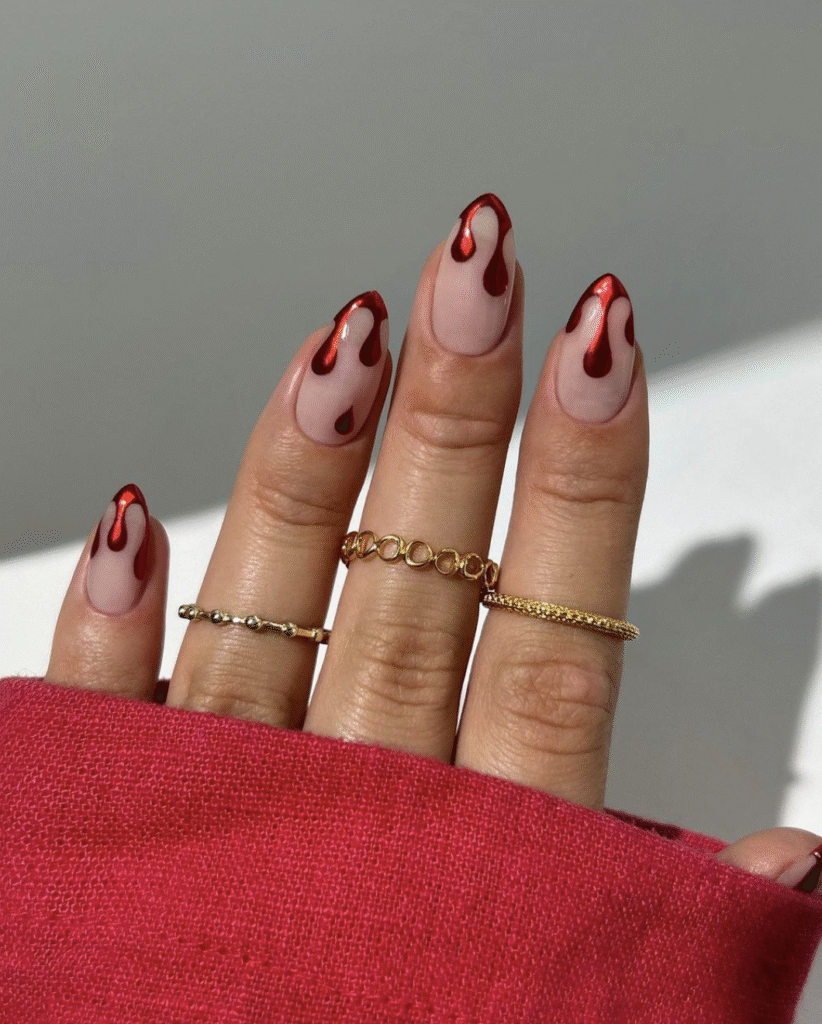 red fall nails